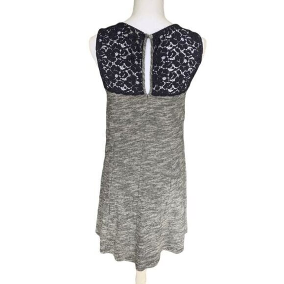 Anthropologie Lilka Size Medium Space Dye Esme Dress Navy Blue with Lace Detail - Picture 2 of 12
